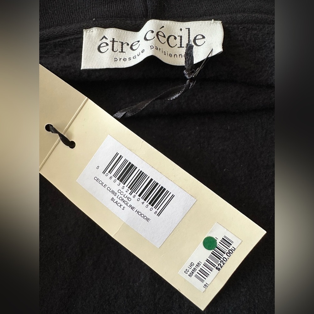 Être Cécile Cubs Longline Black Hoodie Size Small - Picture 3 of 10